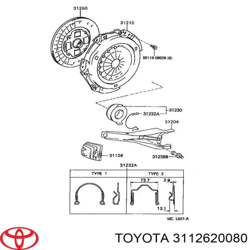 Bota de horquilla de embrague Toyota 3112620080 precio, desde 31,62 EUR
