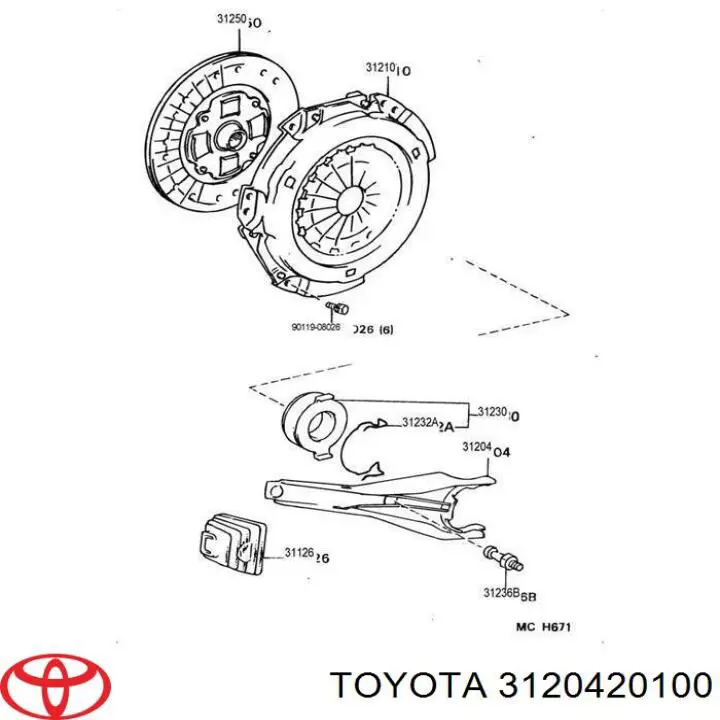 Horquilla de embrague Toyota 3120420100 precio, desde 43,50 EUR
