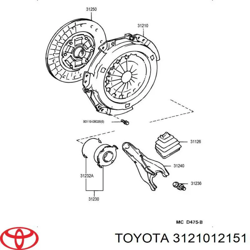 3121012151 Toyota plato de presión del embrague