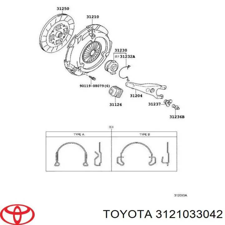 3121033042 Toyota plato de presión del embrague