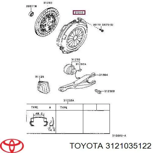 3121026163 Toyota plato de presión del embrague