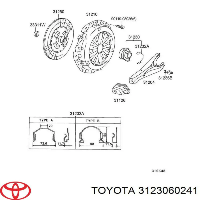3123060241 Toyota cojinete de desembrague