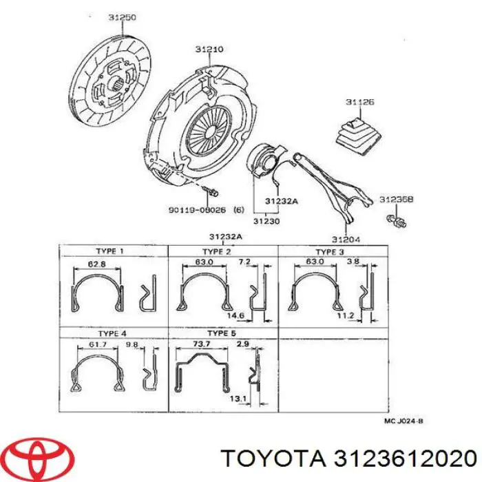 Eje De Horquilla De Embrague para Toyota Corolla (E9)