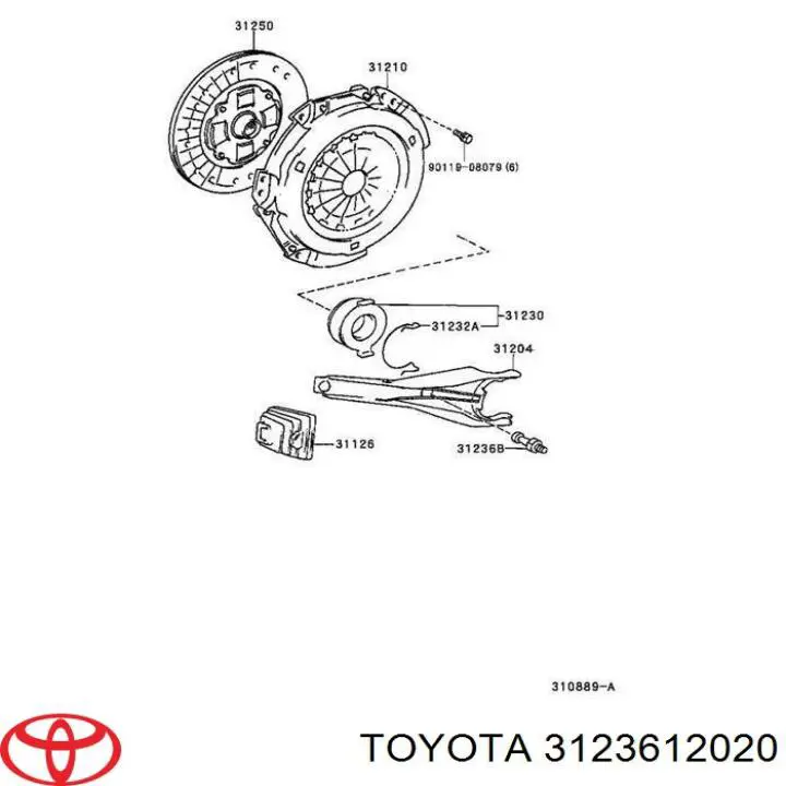 Eje de horquilla de embrague Toyota 3123612020 precio, desde 18,35 EUR