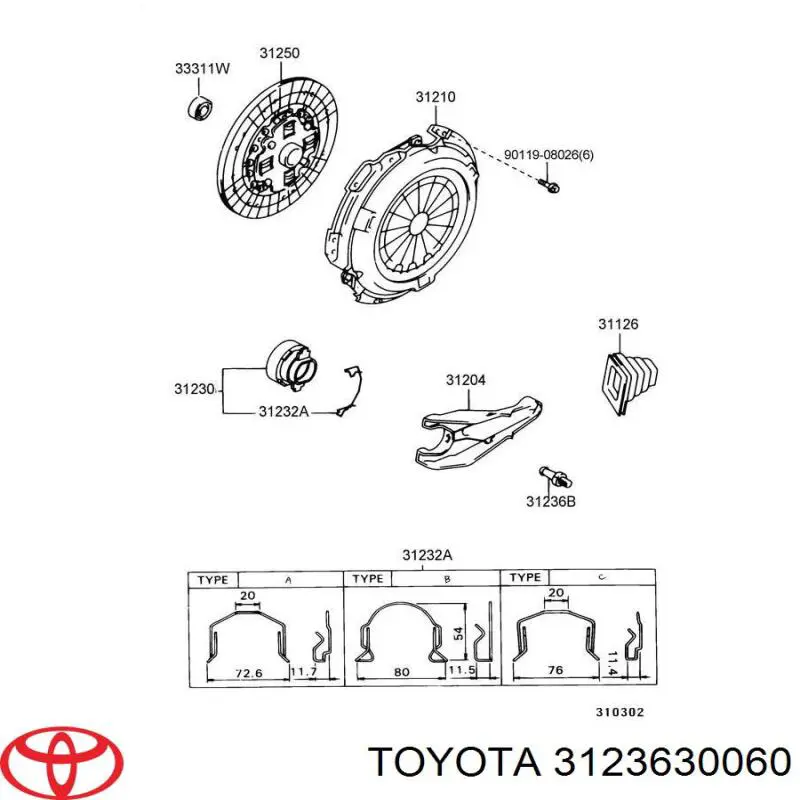 Eje de horquilla de embrague Toyota 3123630060 precio, desde 13,31 EUR