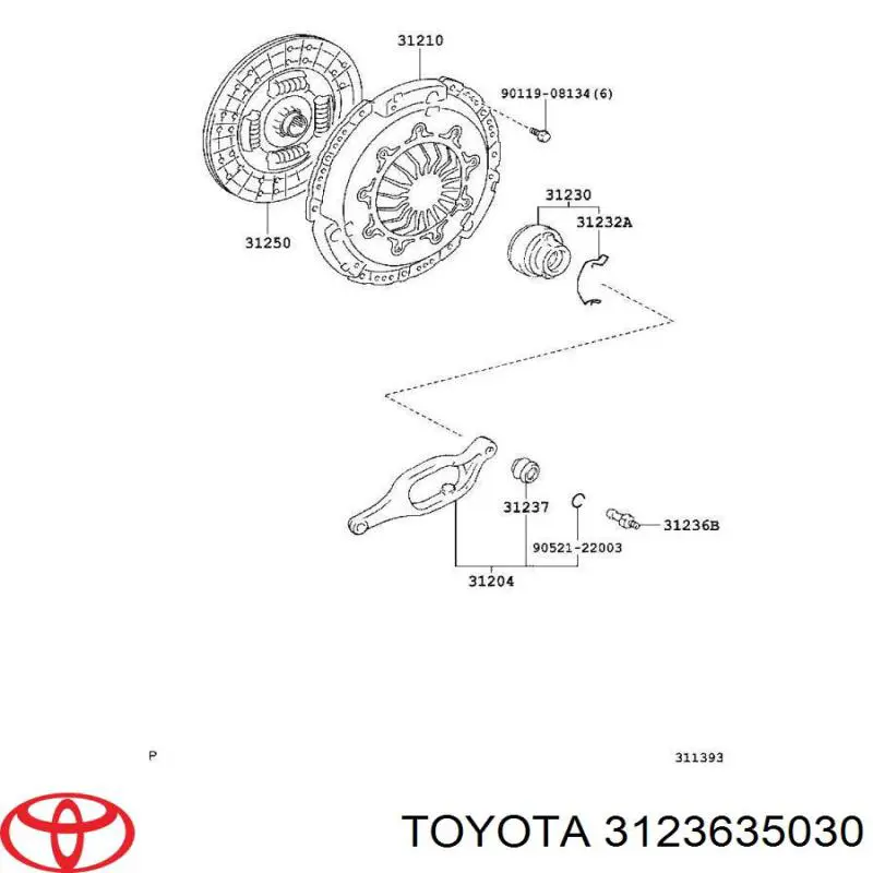 Eje de horquilla de embrague Toyota 3123635030 precio, desde 17,45 EUR
