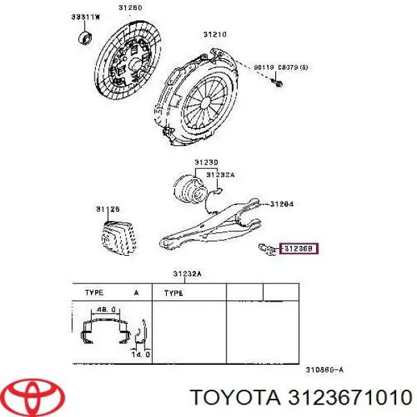 Eje de horquilla de embrague Toyota 3123671010 precio, desde 39,54 EUR