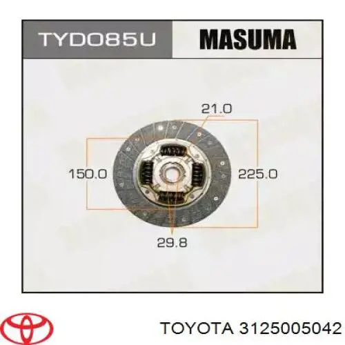 3125005042 Toyota disco de embrague