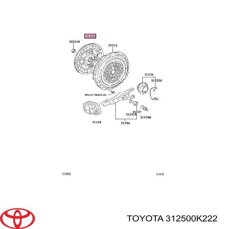 Disco de embrague Toyota 312500K222 precio, desde 81,11 EUR