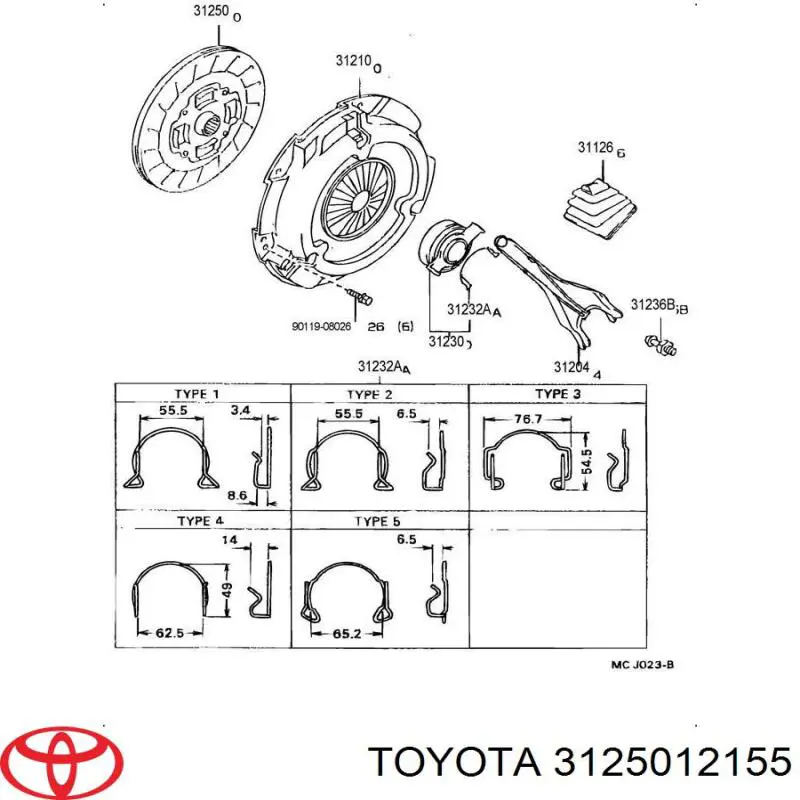 3125012155 Toyota disco de embrague