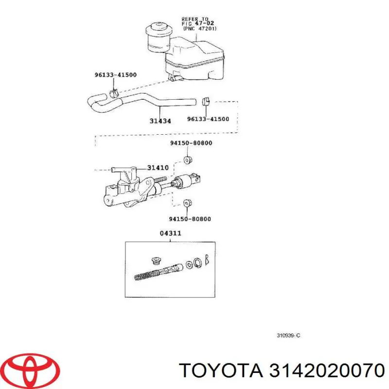 3142020070 Toyota cilindro maestro de embrague