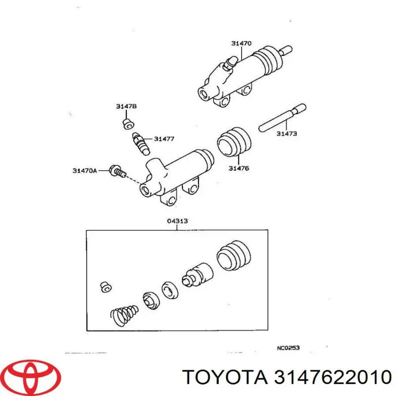 Kit de reparación del cilindro receptor del embrague para Toyota Corolla (E12)
