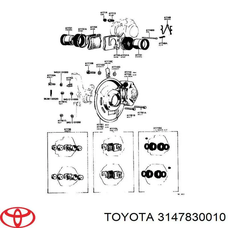 Junta del adaptador del filtro de aceite para Toyota Liteace (CM3V, KM3V)