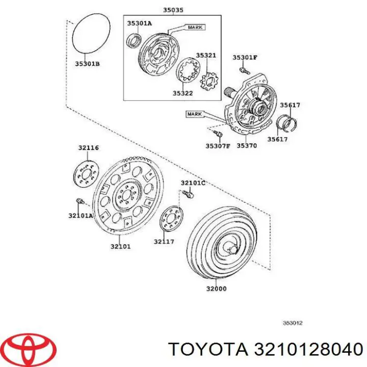 3210128040 Toyota corona dentada, volante motor