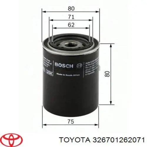 Filtro de aceite Toyota 326701262071 precio, desde 4,39 EUR