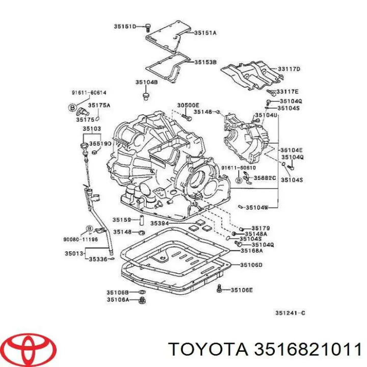 3516821011 Toyota junta, cárter de aceite, caja de cambios