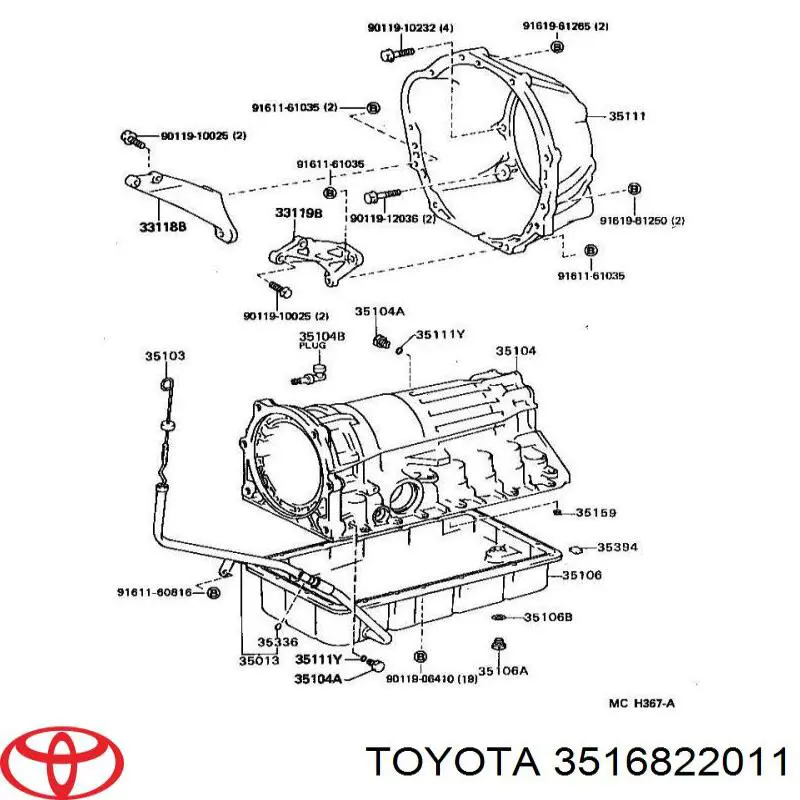 3516822011 Toyota junta, cárter de aceite, caja de cambios