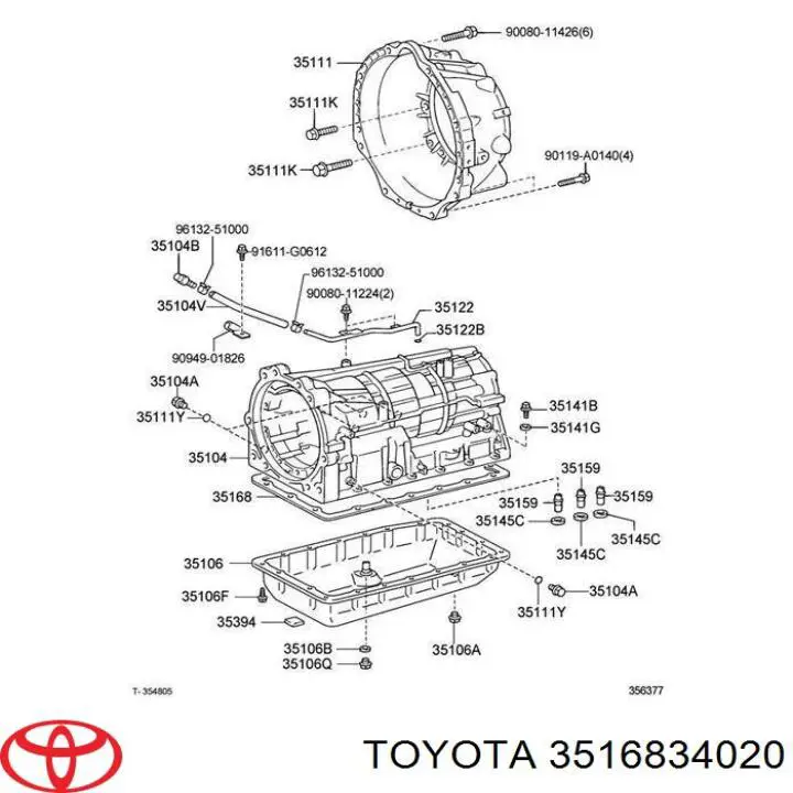 3516834020 Toyota junta, cárter de aceite, caja de cambios