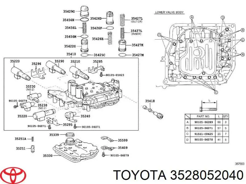 Solenoide De Transmision Automatica para Toyota Camry (V30)