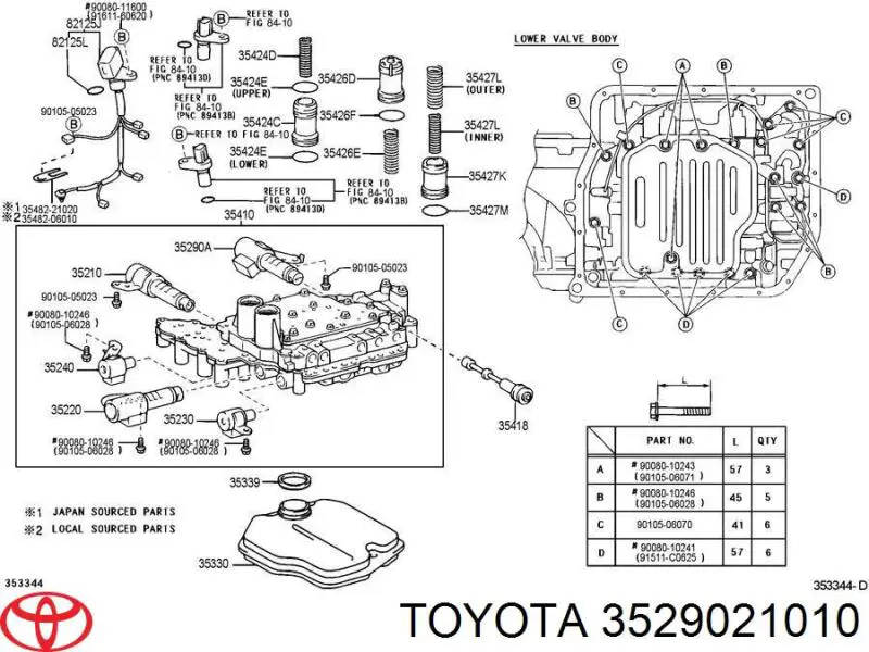 3529021010 Toyota solenoide de transmision automatica