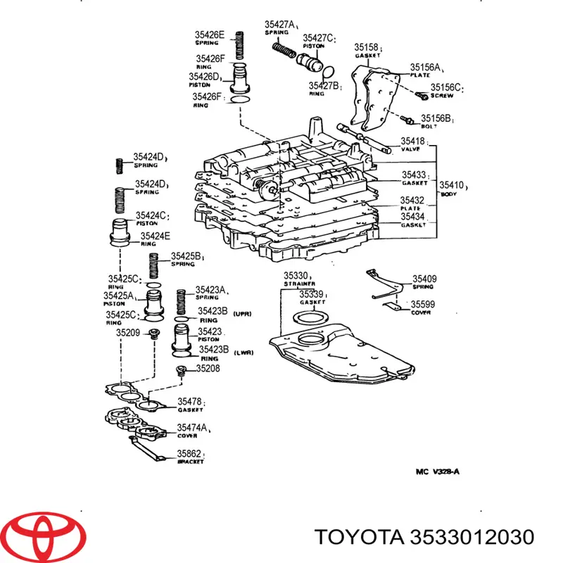3533012030 Toyota filtro caja de cambios automática