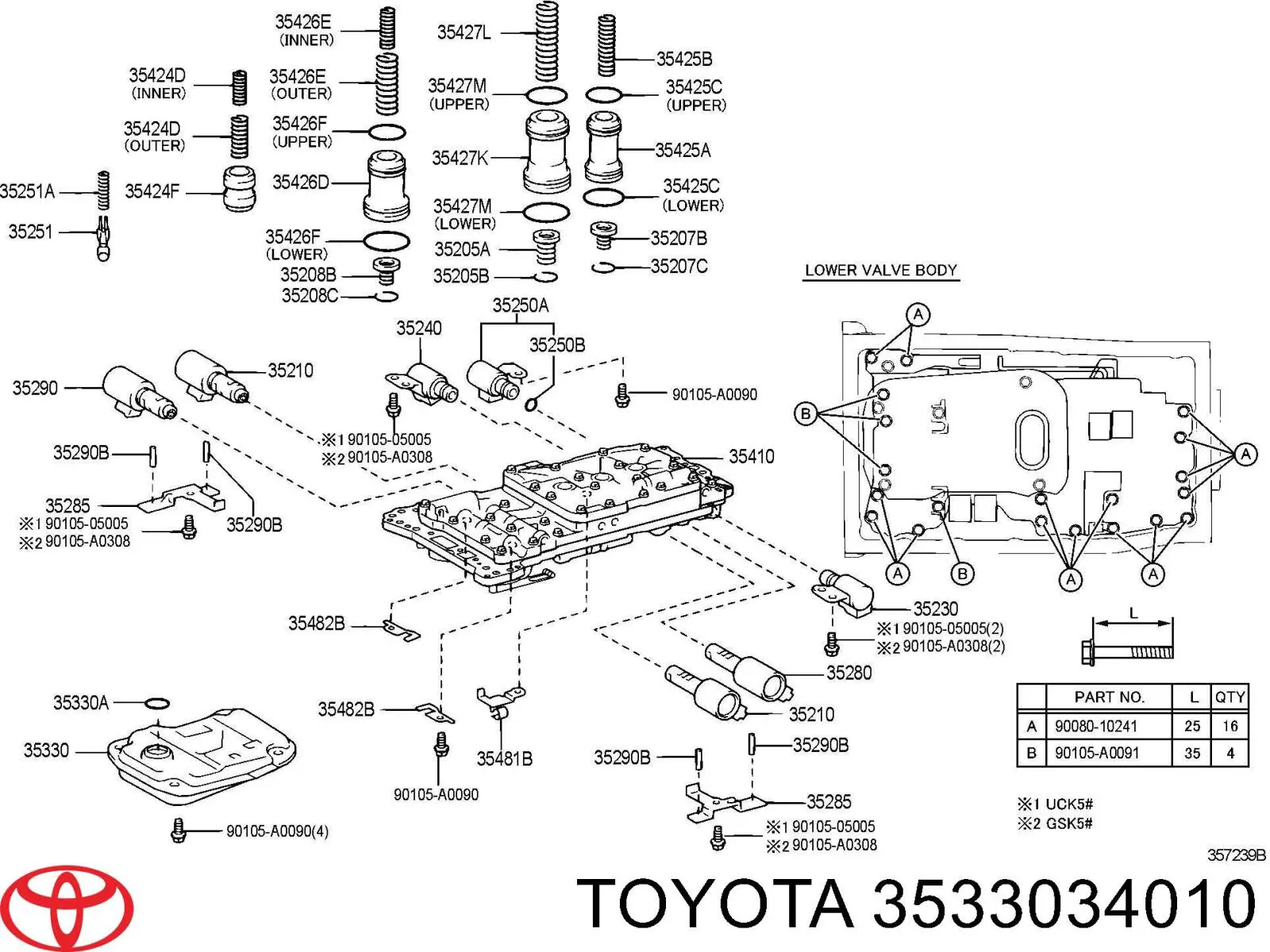 3533034010 Toyota filtro hidráulico, transmisión automática