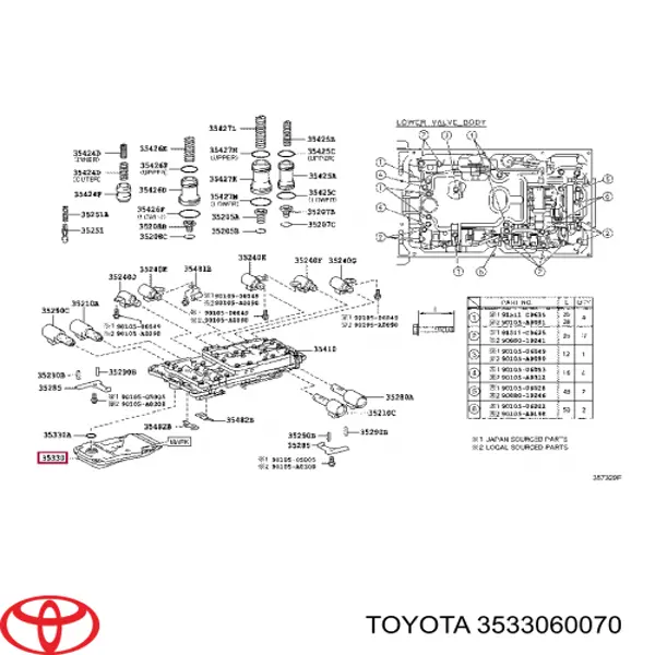 3533060070 Toyota filtro hidráulico, transmisión automática