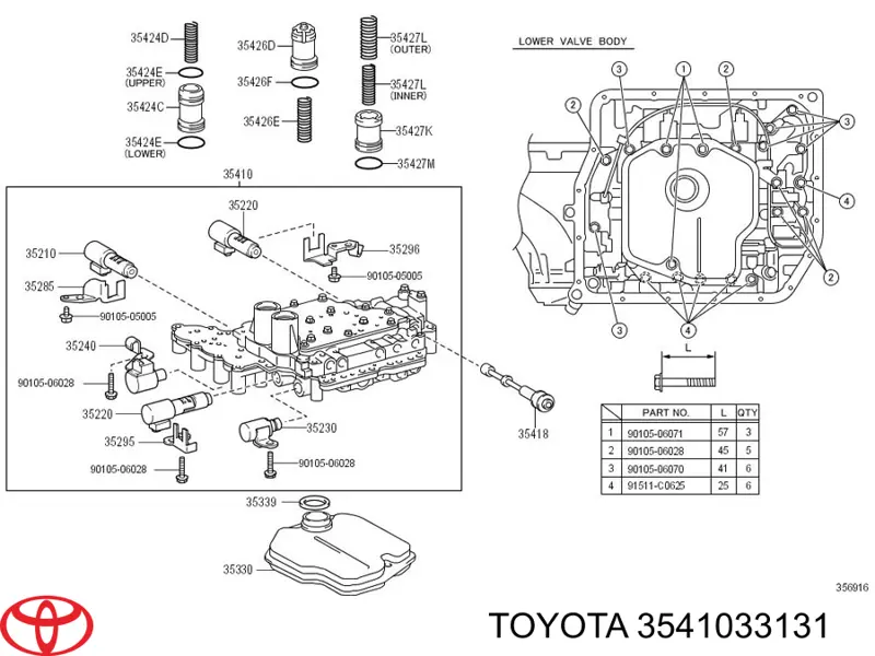 3541033131 Toyota bloque de la valvula de transmision automatica