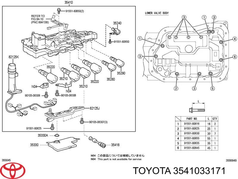 3541033171 Toyota bloque de la valvula de transmision automatica