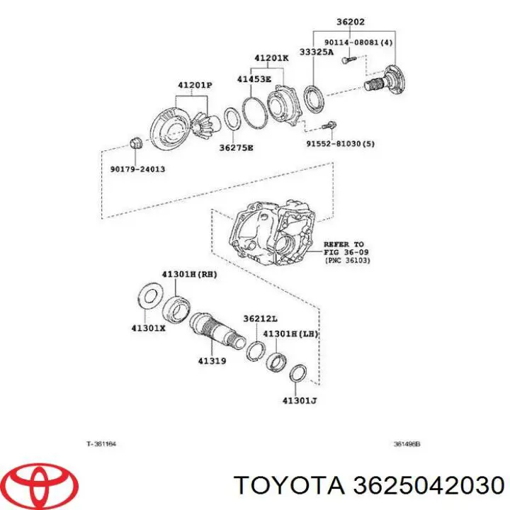 Rodamiento piñón de diferencial exterior para Toyota C-HR (X10)