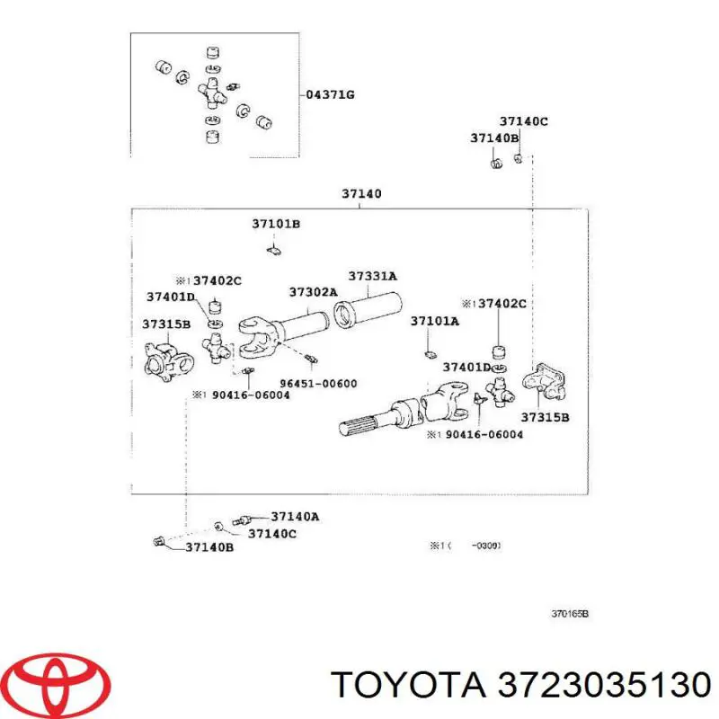 3723035130 Toyota suspensión, árbol de transmisión