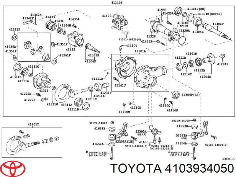 4103934050 Toyota kit de rodamientos del diferencial delantero