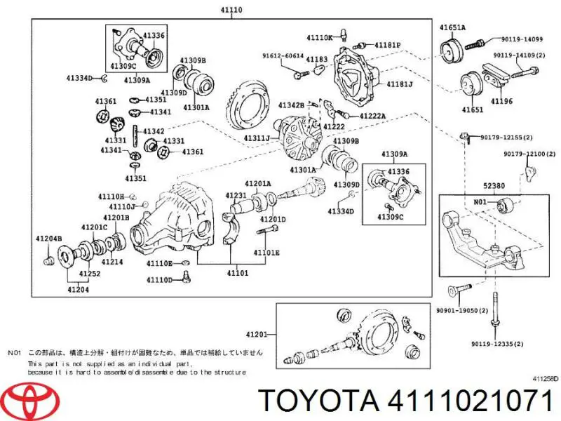 4111021071 Toyota eje trasero completo