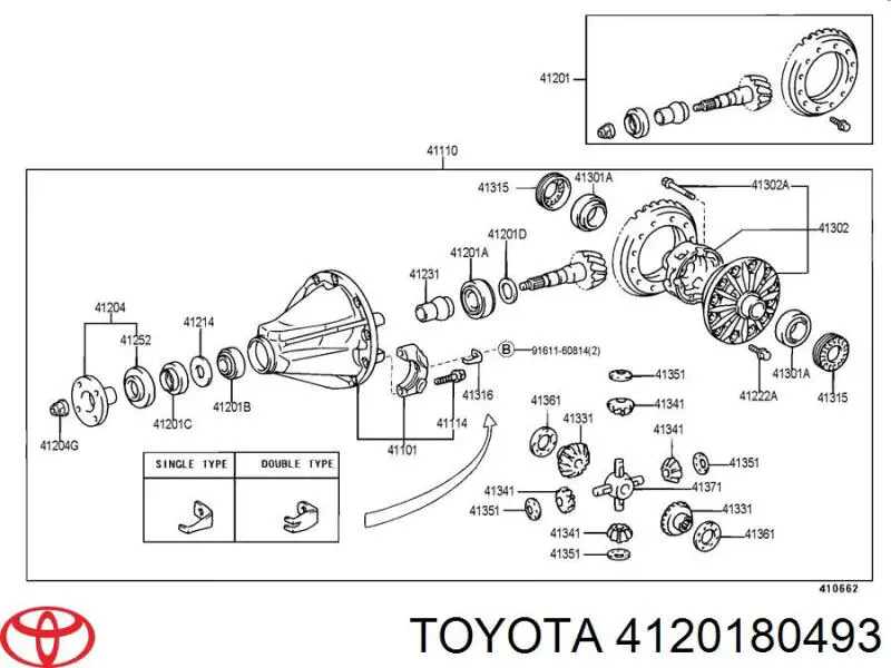 Componente par, diferencial para eje trasero TOYOTA 4120180493