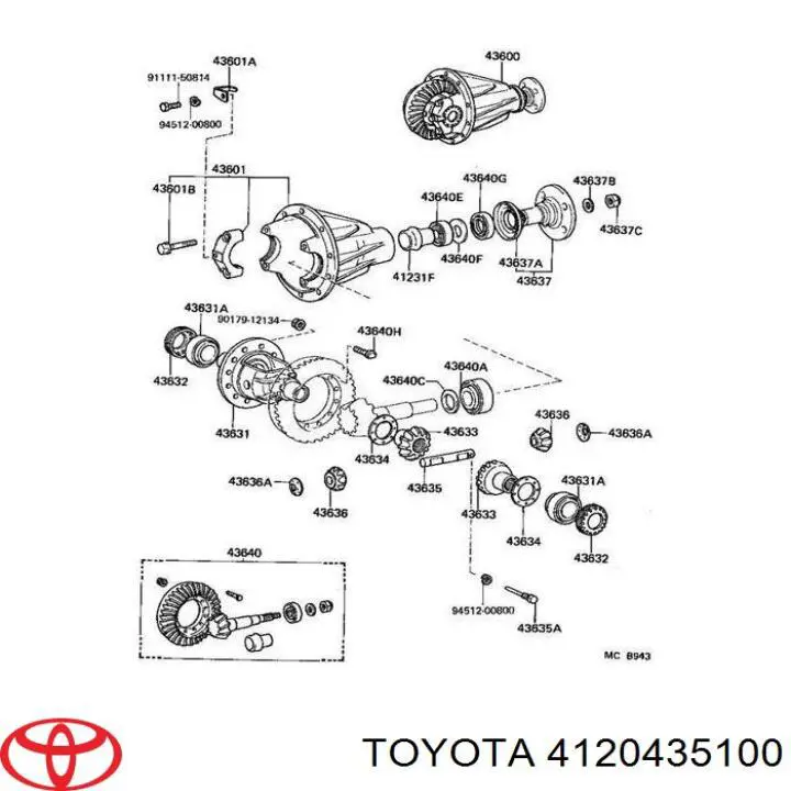 Brida del piñón del diferencial trasero Toyota 4120435100 precio, desde 195,60 EUR