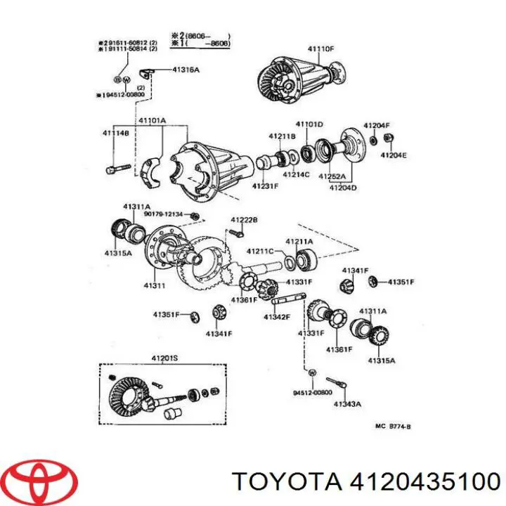 Comprar 4120435100 Toyota Brida del piñón del diferencial trasero