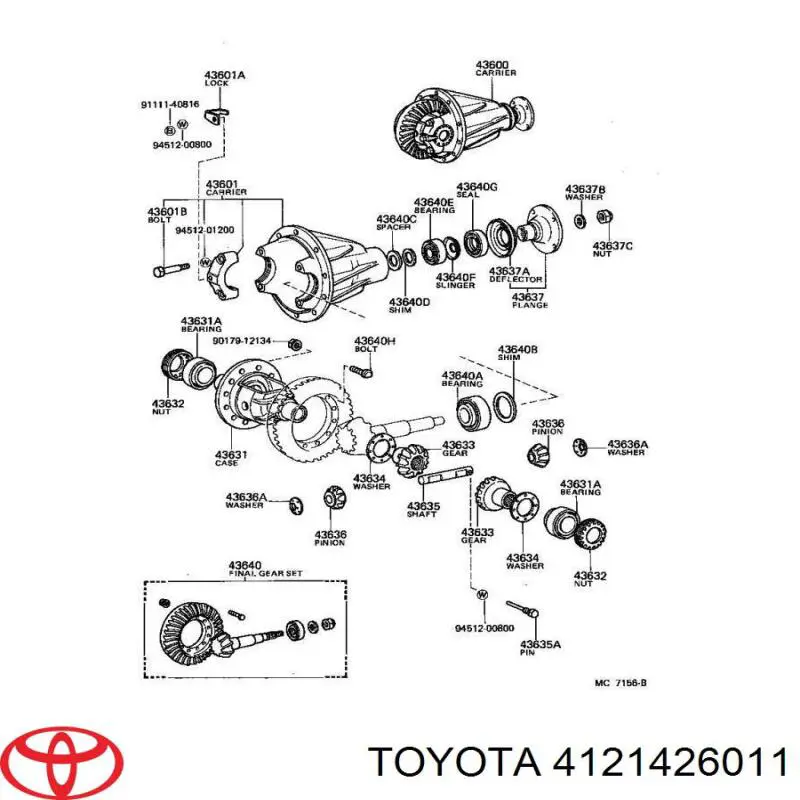 4121426011 Toyota arandela de diferencial del eje trasero