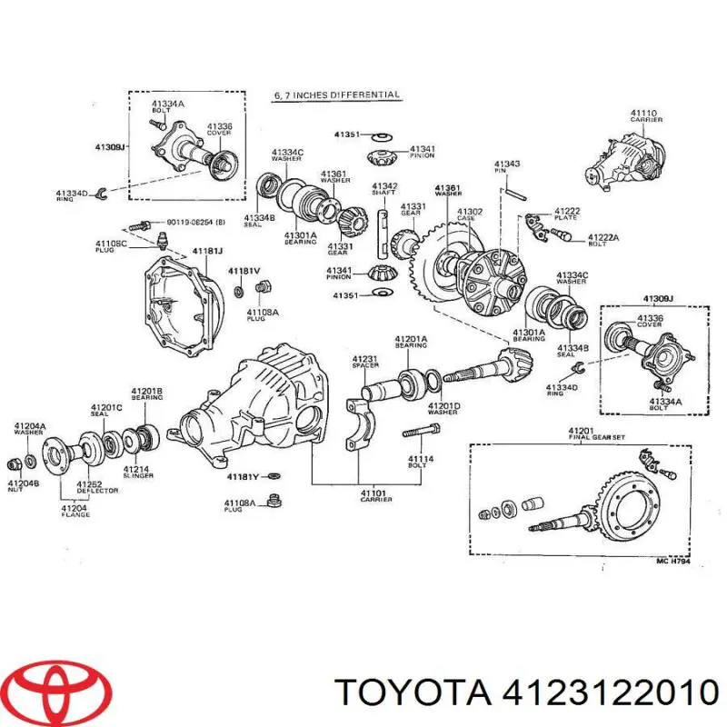 4123122010 Toyota casquillo deformable, trasero