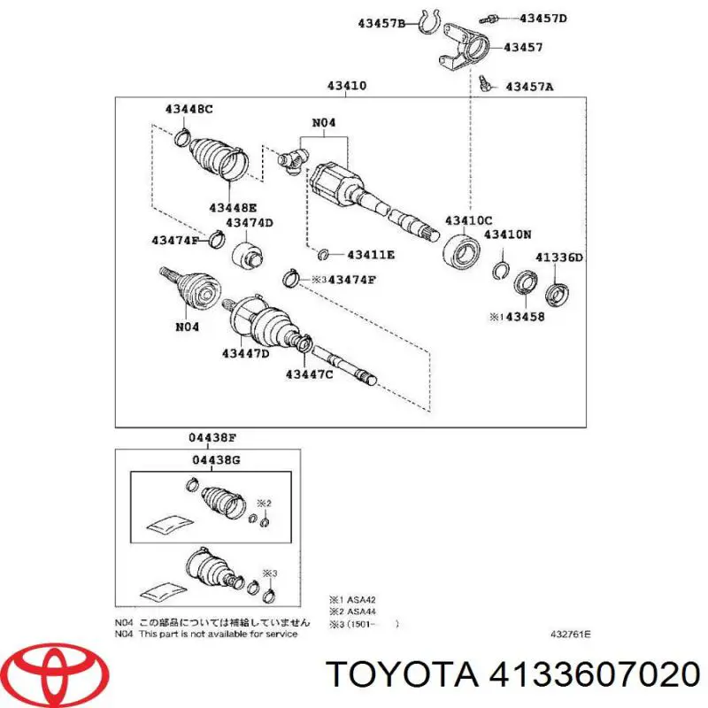 Anillo retén de semieje, eje delantero para Toyota Camry (V50)