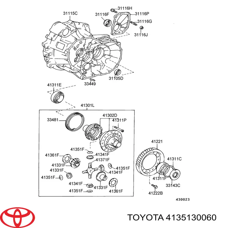 Comprar 4135130060 Toyota Arandela del diferencial del eje delantero