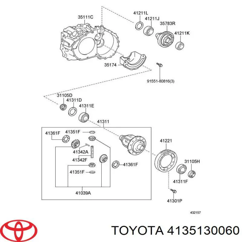 Arandela del diferencial del eje delantero Toyota 4135130060 precio, desde 3,70 EUR