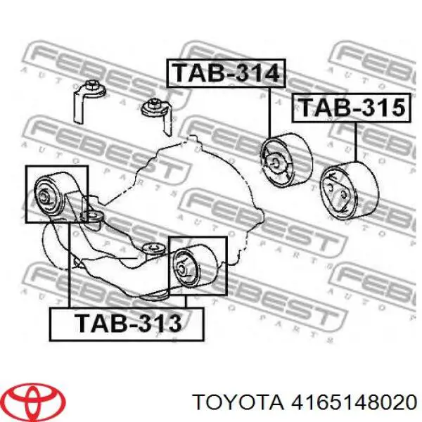 Silentblock soporte del diferencial trasero izquierdo Toyota 4165148020 precio, desde 14,45 EUR