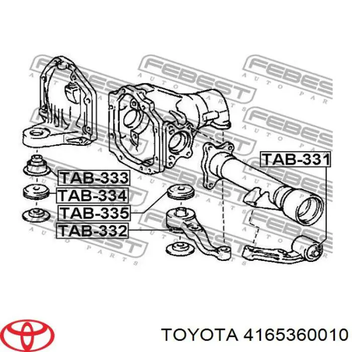 4165360010 Toyota silentblock, soporte de diferencial, eje delantero, delantero