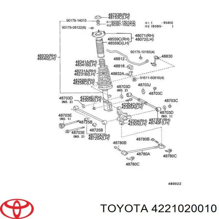 4221020010 Toyota silentblock de mangueta trasera