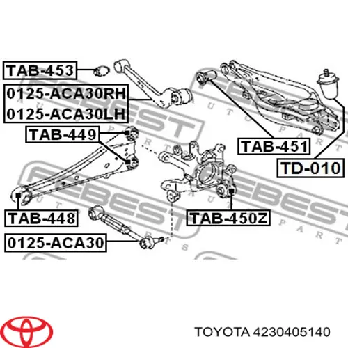 4230405140 Toyota muñón del eje, suspensión de rueda, trasero derecho