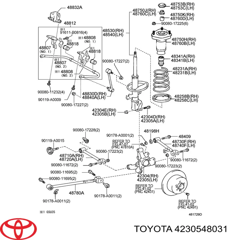Comprar 4230548031 Toyota Mangueta trasera izquierda