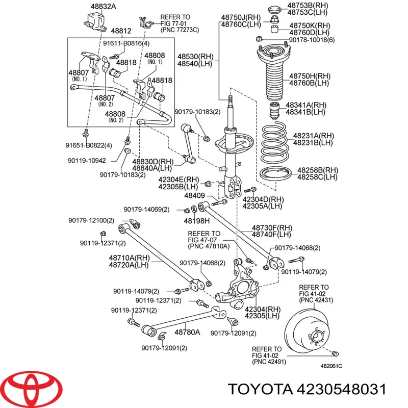 Mangueta trasera izquierda Toyota 4230548031 precio, desde 61,71 EUR