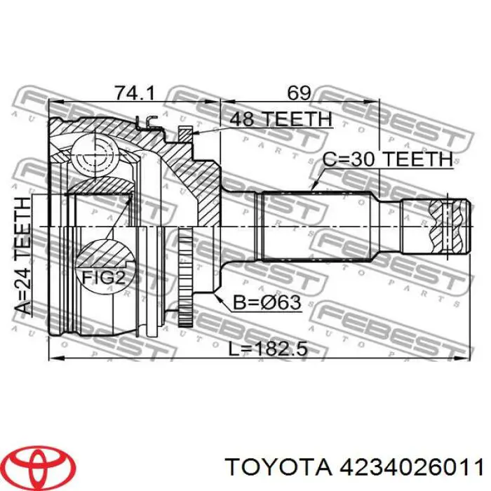 Árbol de transmisión trasero derecho para Toyota Hiace (H1, H2)