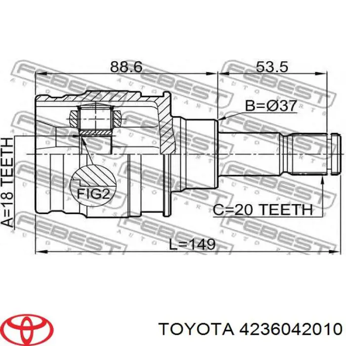 4236042010 Toyota junta homocinética interior trasera