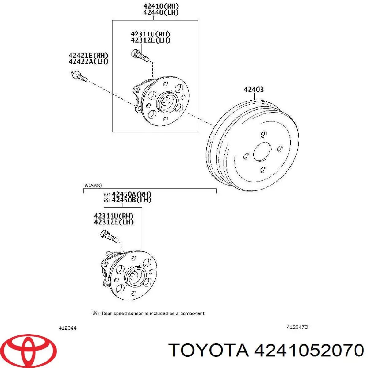 4241052070 Toyota cubo de rueda trasero